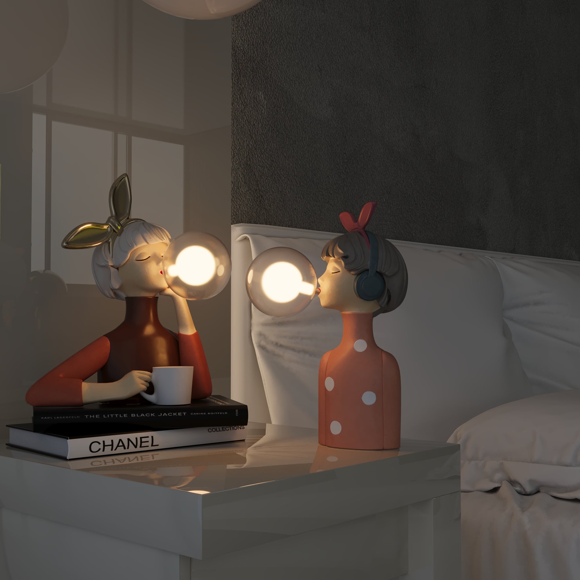 Lampe de Table Artisanale Blanche au Style Moderne pour Salon