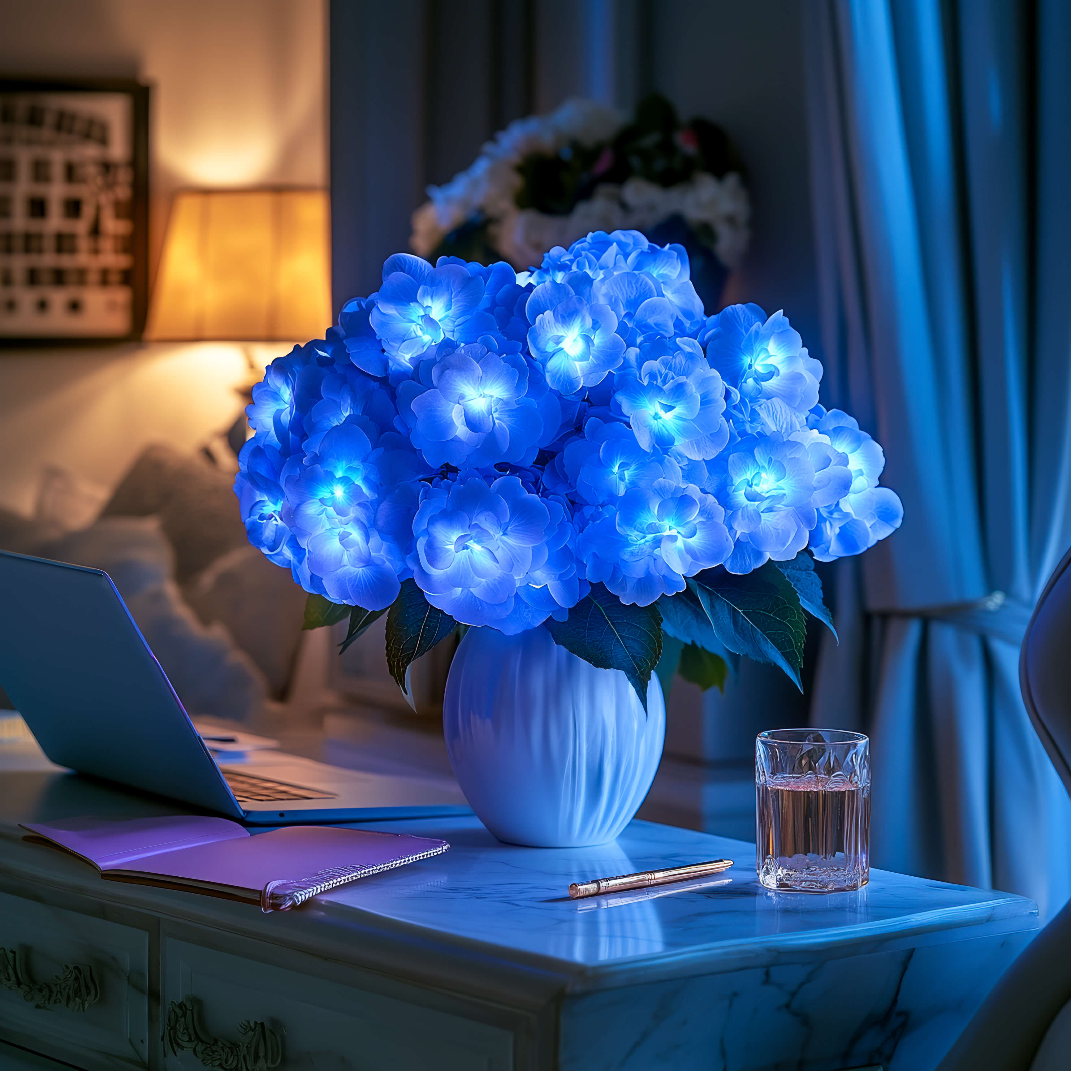 Lampe à fleurs LED Azure Bloom avec changement de couleur – pour l'intérieur