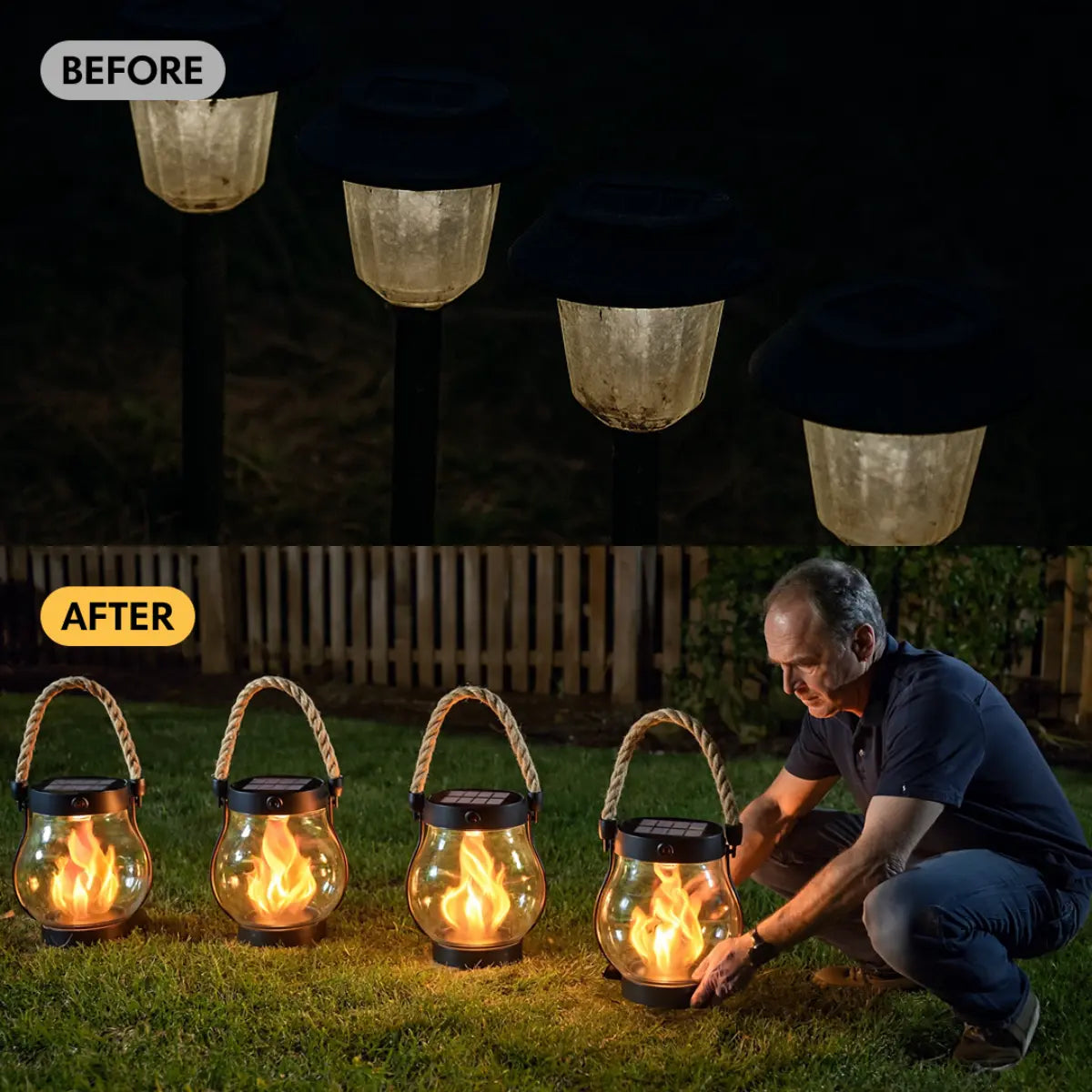 Nordlicht lanterne solaire LED moderne résistante aux intempéries noire jardin