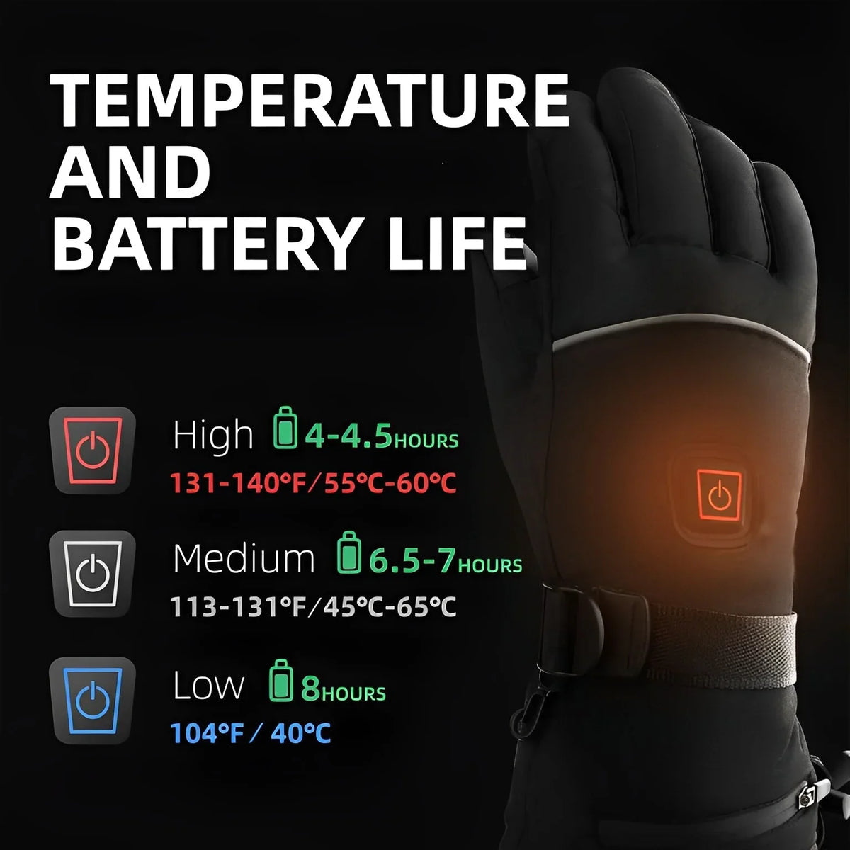 WarmTech | Gants chauffants USB, adaptés à des températures aussi basses que -25°C