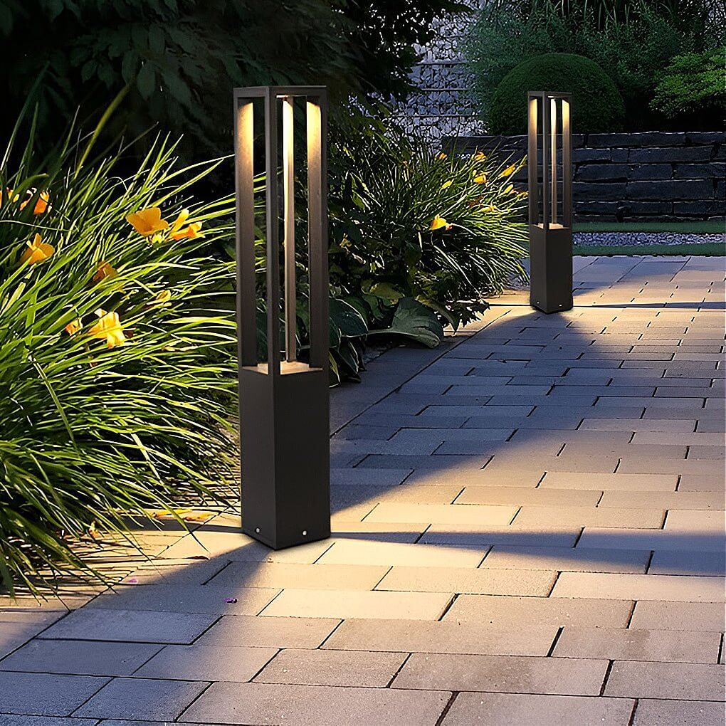 Borne lumineuse extérieure LED IP54 en aluminium, lumière blanche chaude pour jardin et terrasse 2