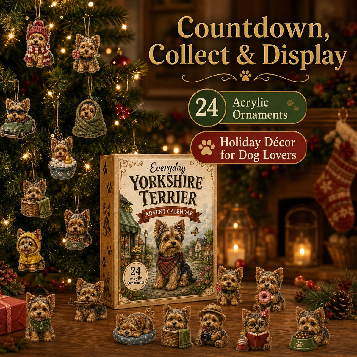 Calendrier de l'Avent 2026 pour Yorkshire Terrier - Compte à Rebours Festif de 24 Jours 4
