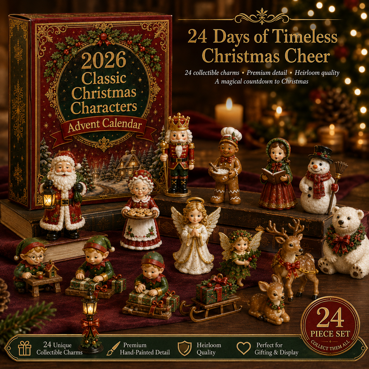 Calendrier de l'Avent Classique 2026 – Personnages de Noël et Charme Vintage 2