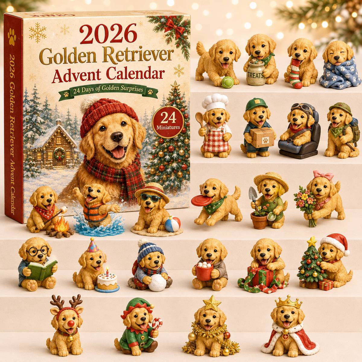 Calendrier de l'Avent Golden Retriever 2026 – 24 Surprises Canines Festives pour Chiens 0