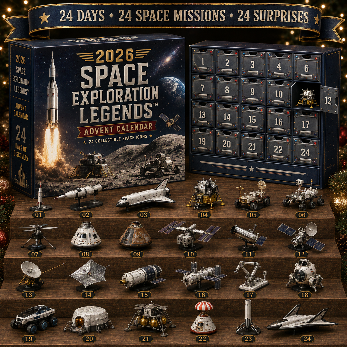 Calendrier de l'Avent Original 2026 Exploration Spatiale – 24 Surprises Éducatives à Découvrir 0