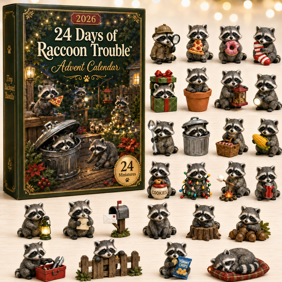 Calendrier de l'Avent Original 2026 Raccoon Trouble – 24 Jours de Surprises Espiègles 0