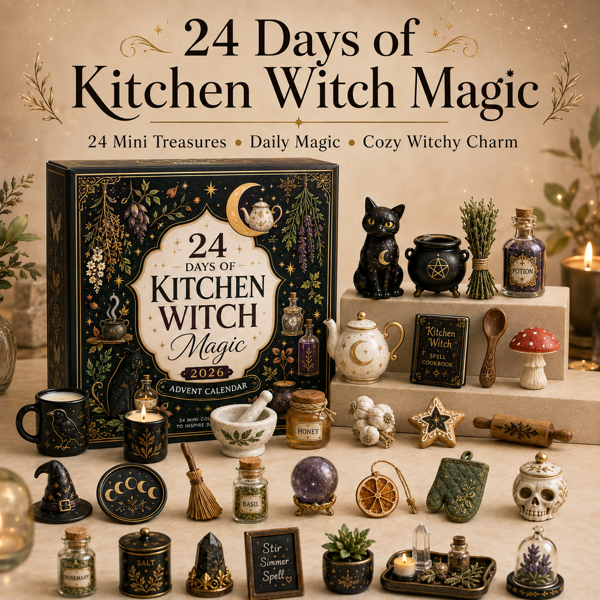 Calendrier de l'Avent Original 24 Jours - Magie Sorcière en Cuisine avec Herbes Artisanales 0