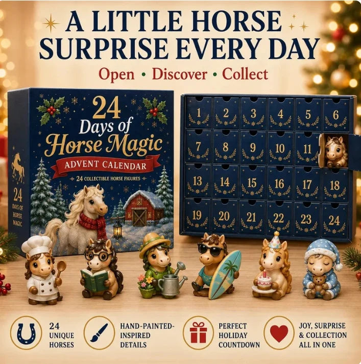 Calendrier de l'Avent Original 24 Jours de Magie Équestre - Surprises Festives pour Passionnés de Chevaux 0