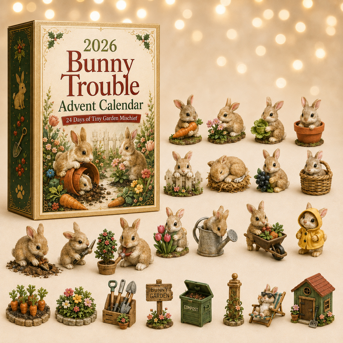 Calendrier de l'Avent Original Bunny Trouble 2026 – 24 Surprises En Forme de Lapin pour Un Compte à Rebours Magique 1
