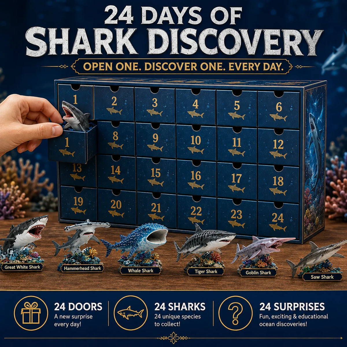 Calendrier de l'Avent Original Shark World 2026 – 24 Jours d'Aventures Sous-Marines 1