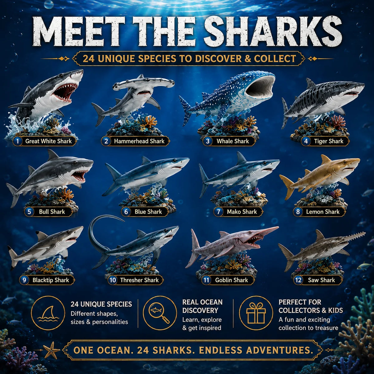 Calendrier de l'Avent Original Shark World 2026 – 24 Jours d'Aventures Sous-Marines 2