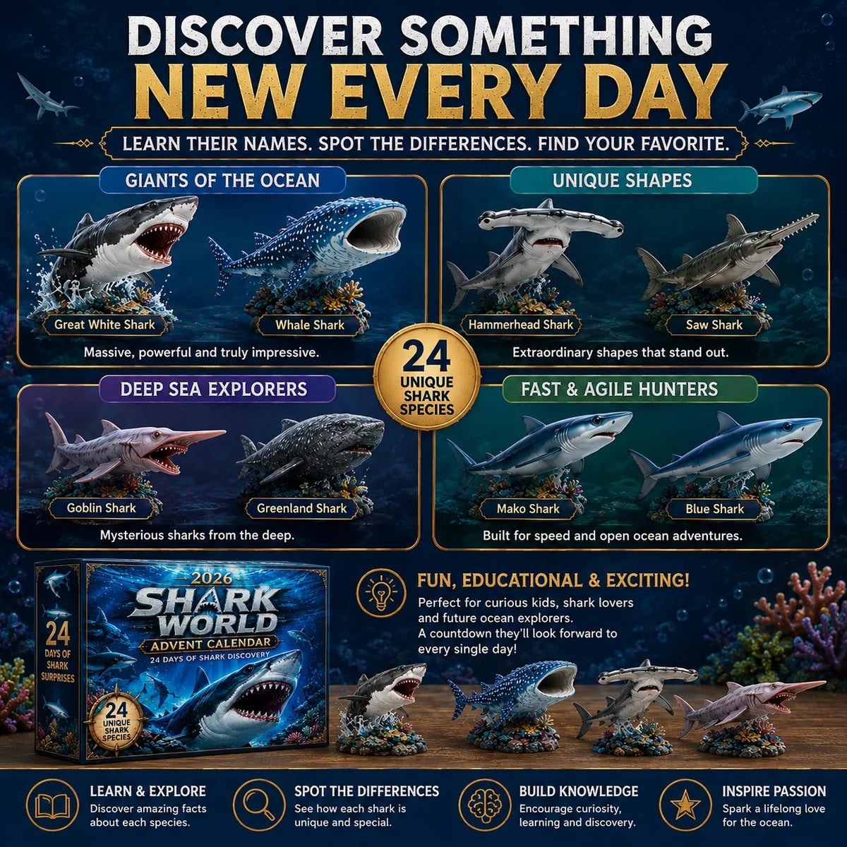 Calendrier de l'Avent Original Shark World 2026 – 24 Jours d'Aventures Sous-Marines 4