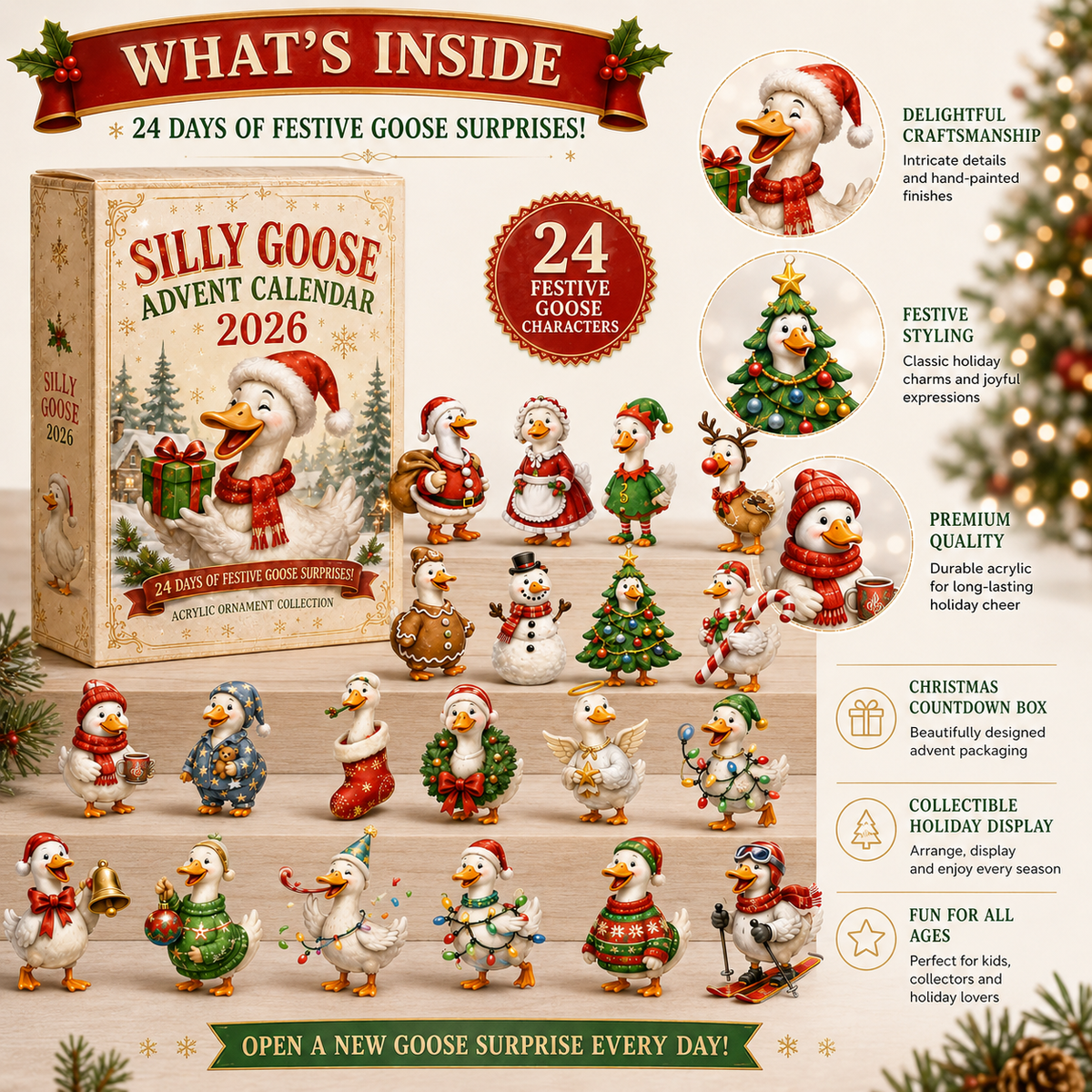 Calendrier de l'Avent Original Silly Goose Magic™ – 24 Jours de Surprises Festives 2