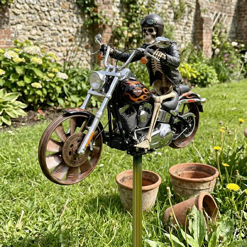 Carillon Éolien | Chopper à Flammes, Roues Chromées Tournantes 7