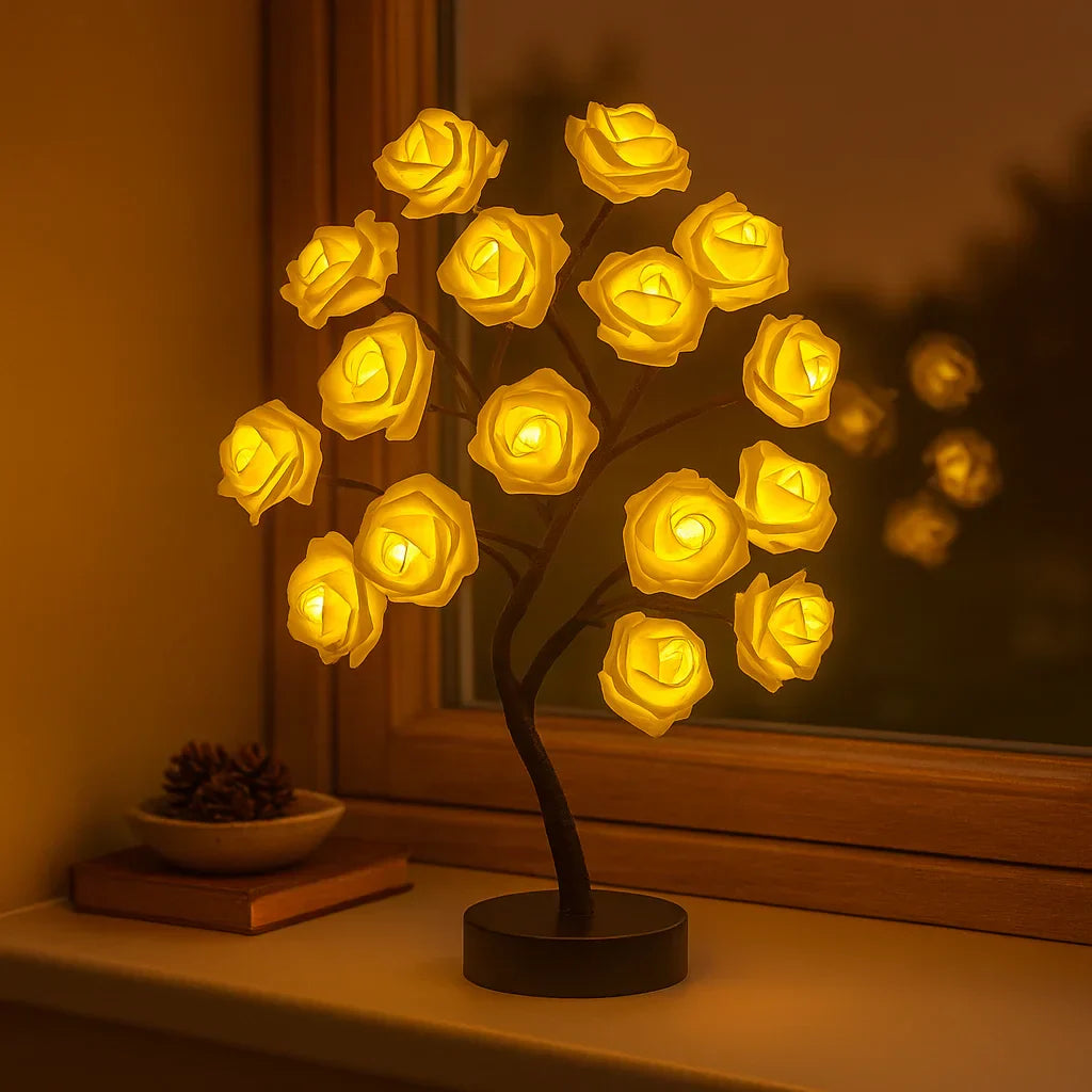 Arbre à fleurs LED Rosea avec facteur charme en rose pour intérieurs