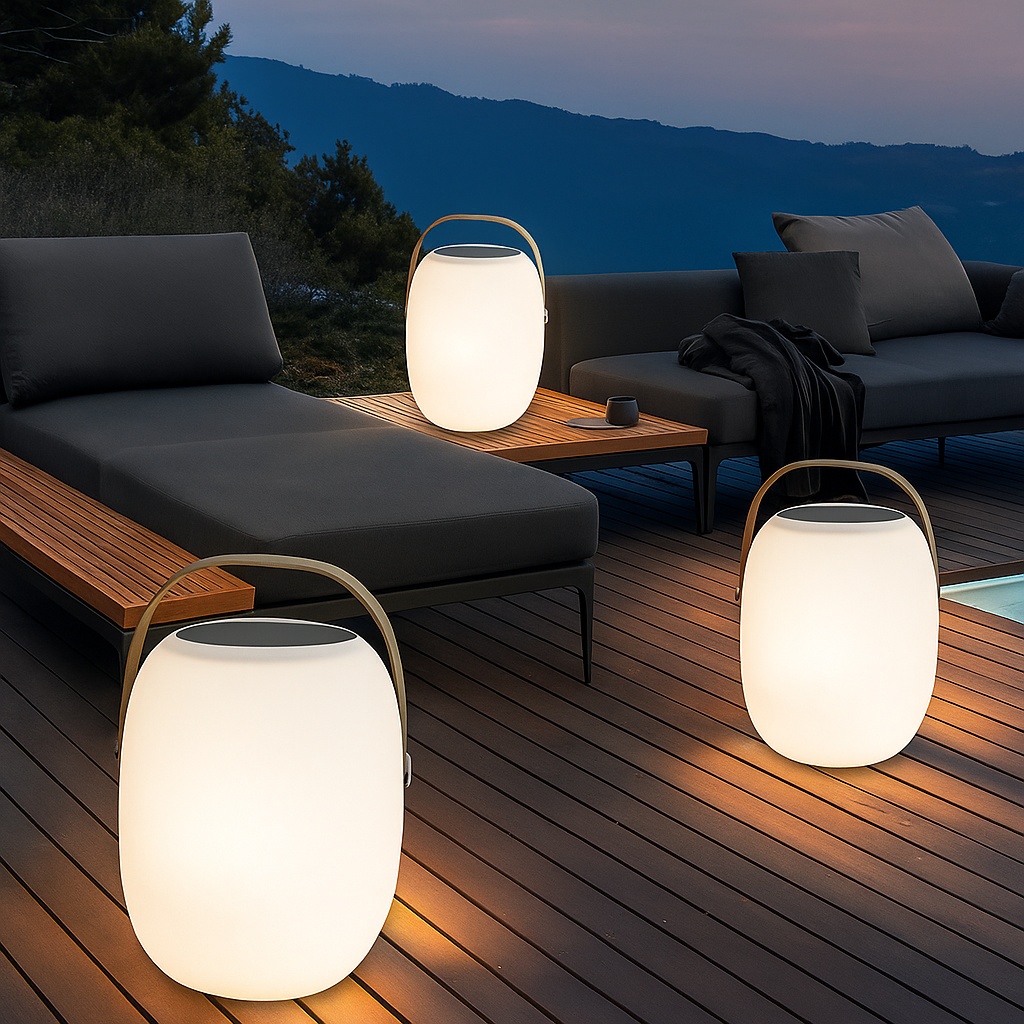 Lampe LED solaire extérieure lumière chaude jardin terrasse rechargeable étanche style moderne
