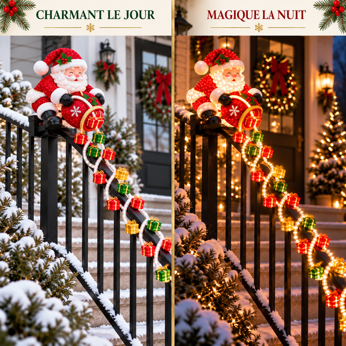 Lumière de Rampe en Cascade de Cadeaux Magiques de Noël