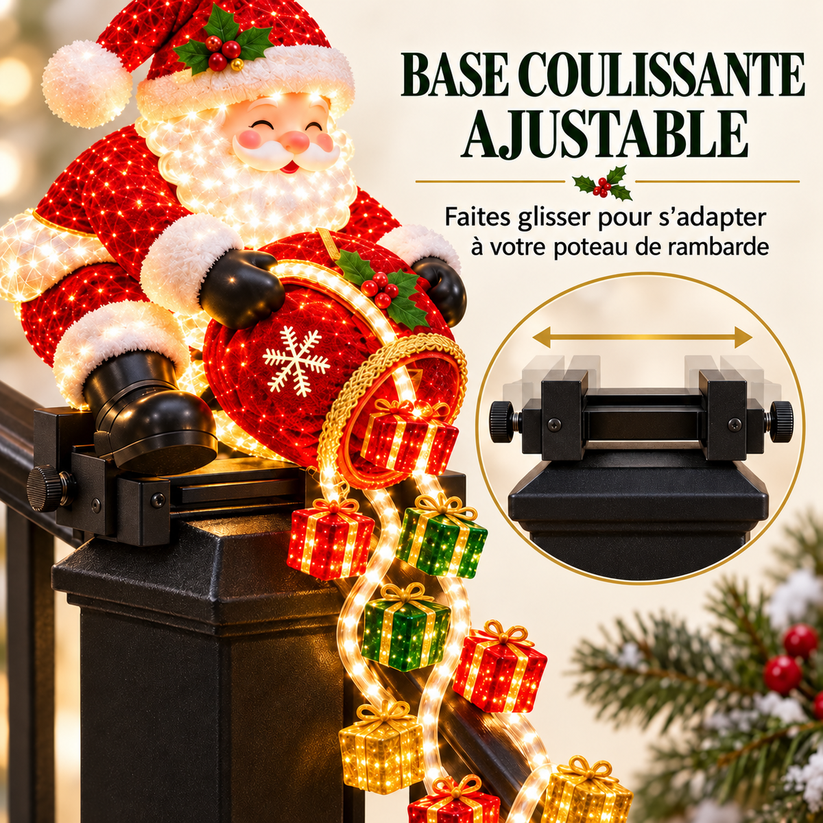 Lumière de Rampe en Cascade de Cadeaux Magiques de Noël
