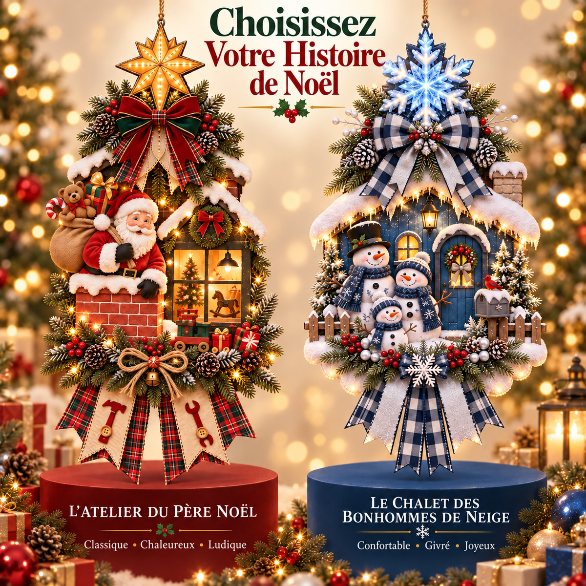 Suspension de Porte Livre de Noël Lumineux