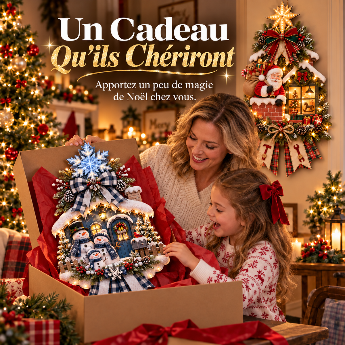 Suspension de Porte Livre de Noël Lumineux