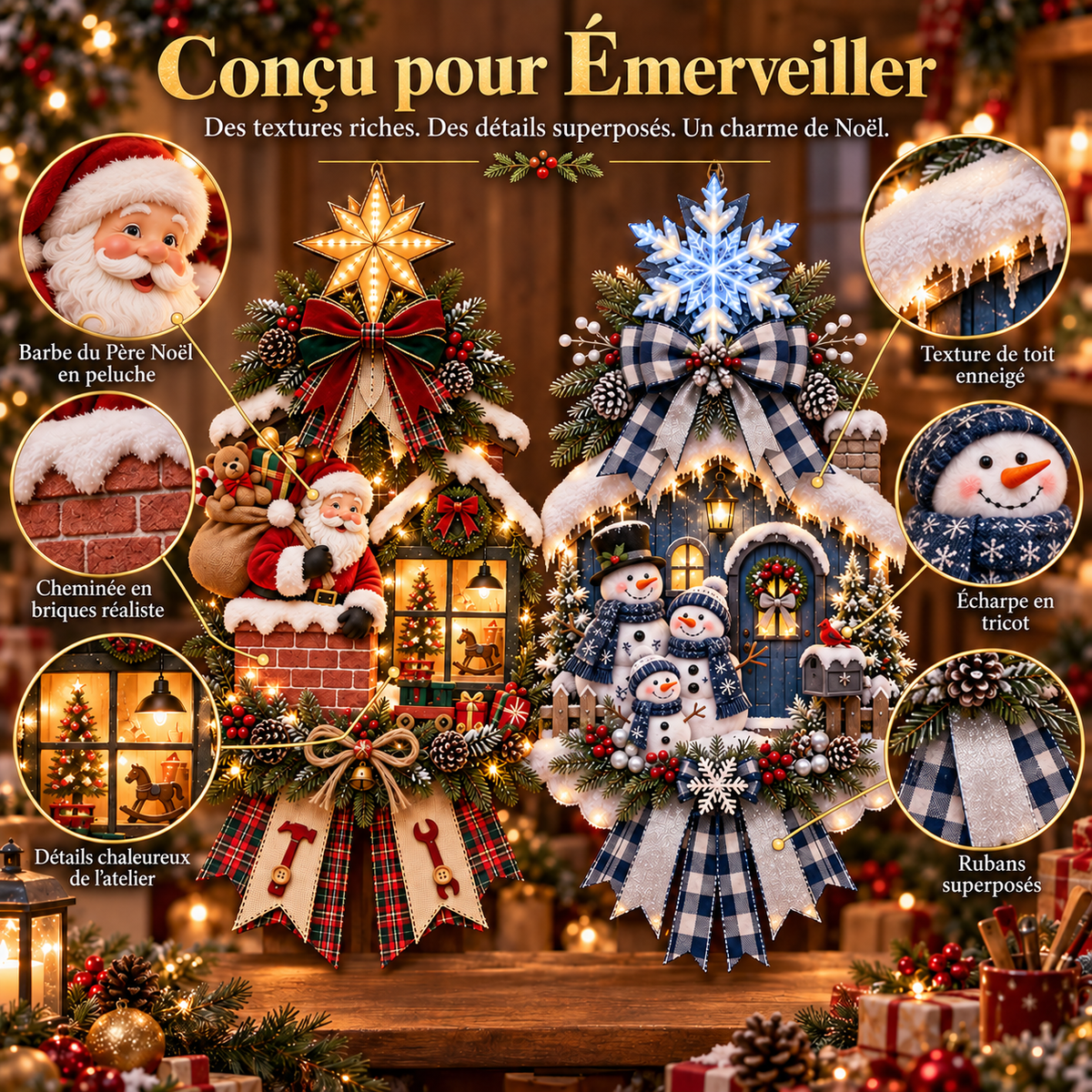 Suspension de Porte Livre de Noël Lumineux