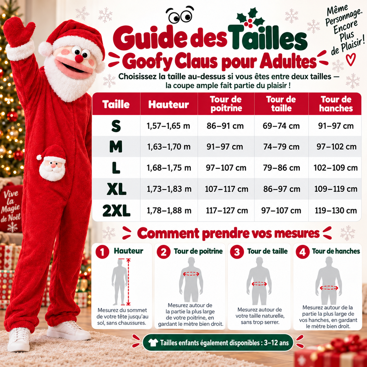 Combinaison de Noël en Peluche avec Bouche Amusante | Costume Familial Oversize