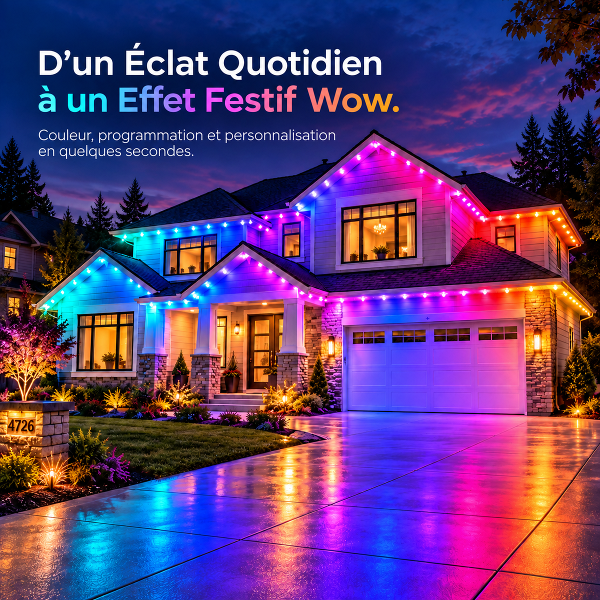 Lumière LED Extérieure Permanente Multicolore Intelligente
