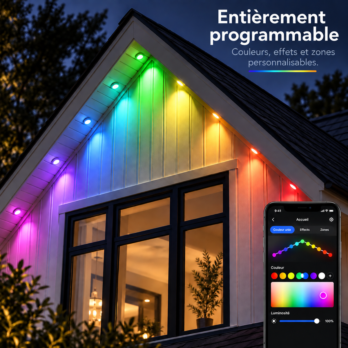 Lumière LED Extérieure Permanente Multicolore Intelligente