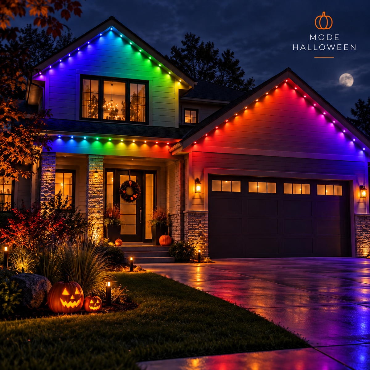 Lumière LED Extérieure Permanente Multicolore Intelligente