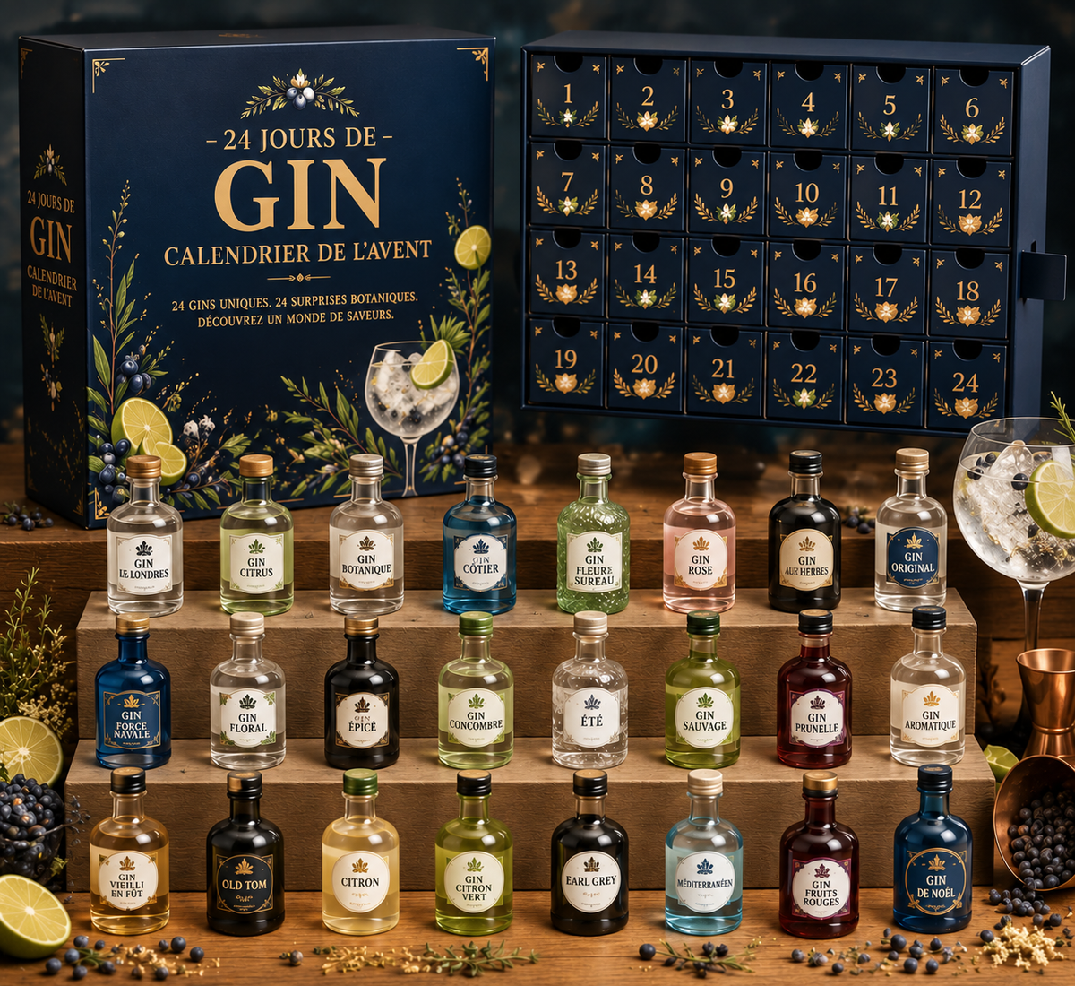 Boîte Surprise Gin – Calendrier de l’Avent 24 Jours (2D)