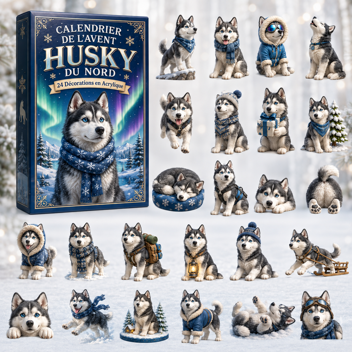 Calendrier de l'Avent Husky 2026 – Compte à Rebours Festif avec 24 Compartiments