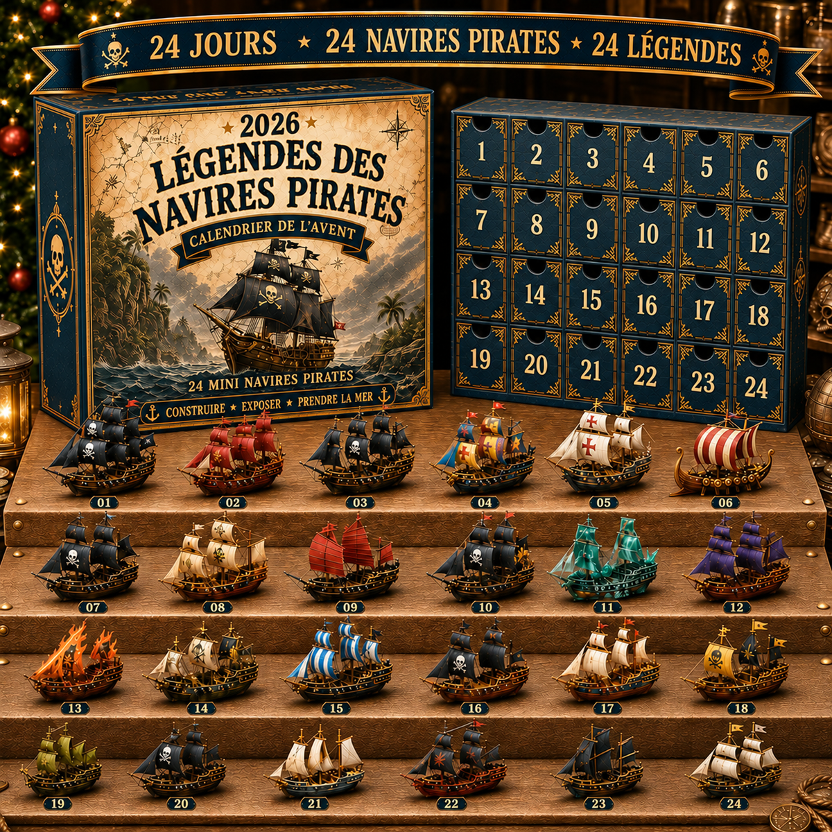 Calendrier de l’Avent Bateaux Pirates 2026 – 24 Navires Miniatures à Collectionner