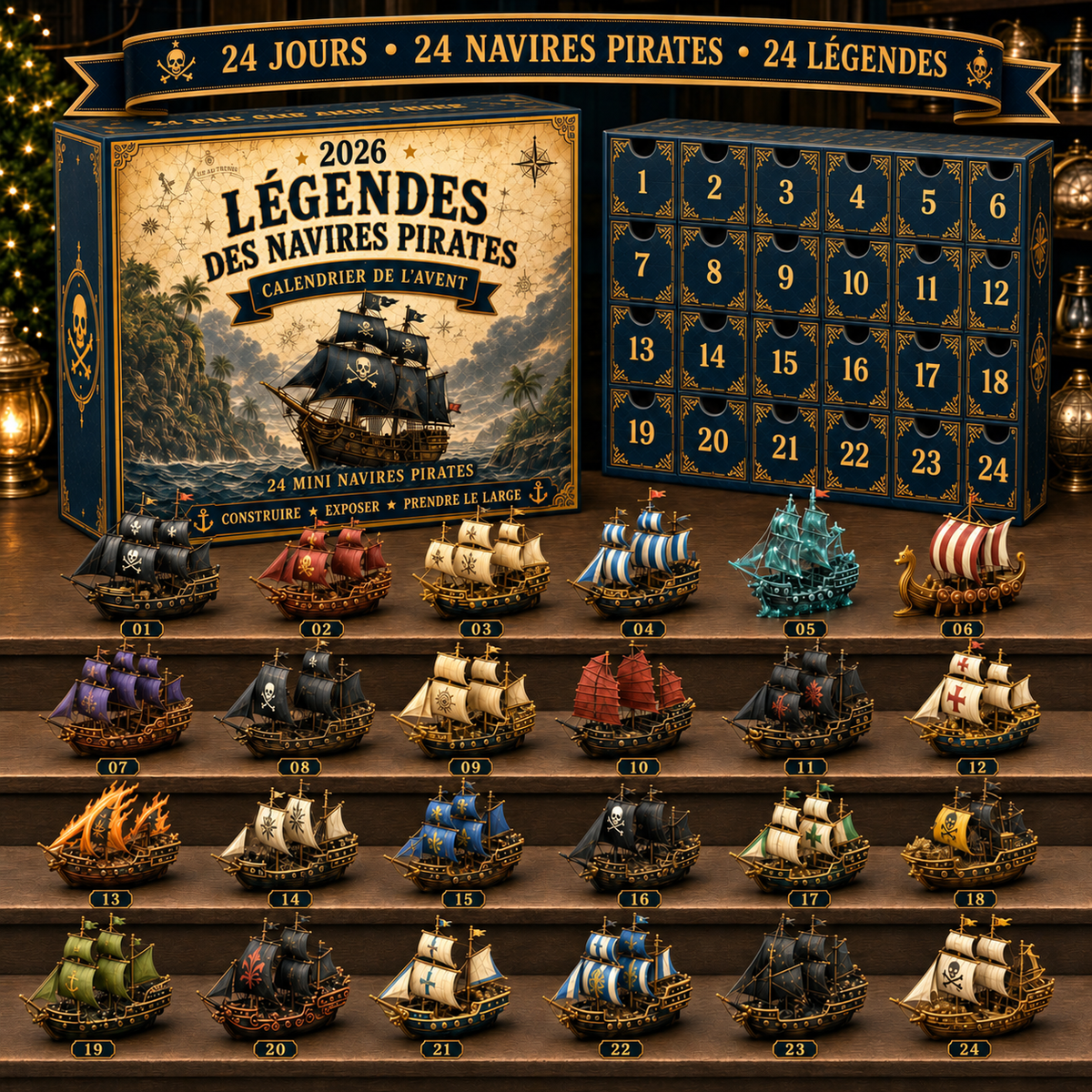 Calendrier de l’Avent Bateaux Pirates 2026 – 24 Navires Miniatures à Collectionner