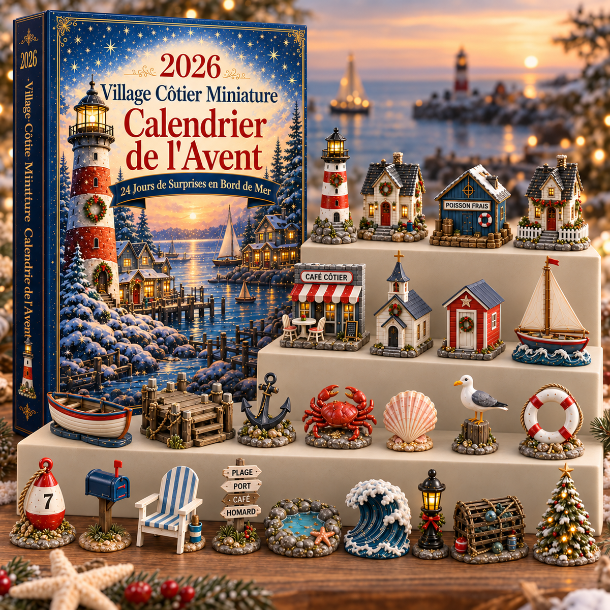 Calendrier de l’Avent Village Côtier 2026 – 24 Miniatures de Noël