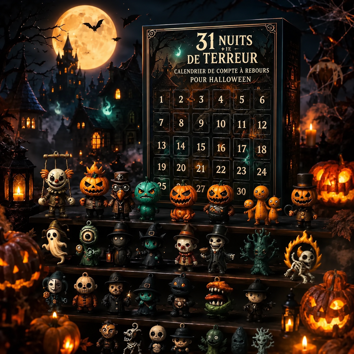 Calendrier Halloween 2026 – 31 Surprises en Sachets Mystère