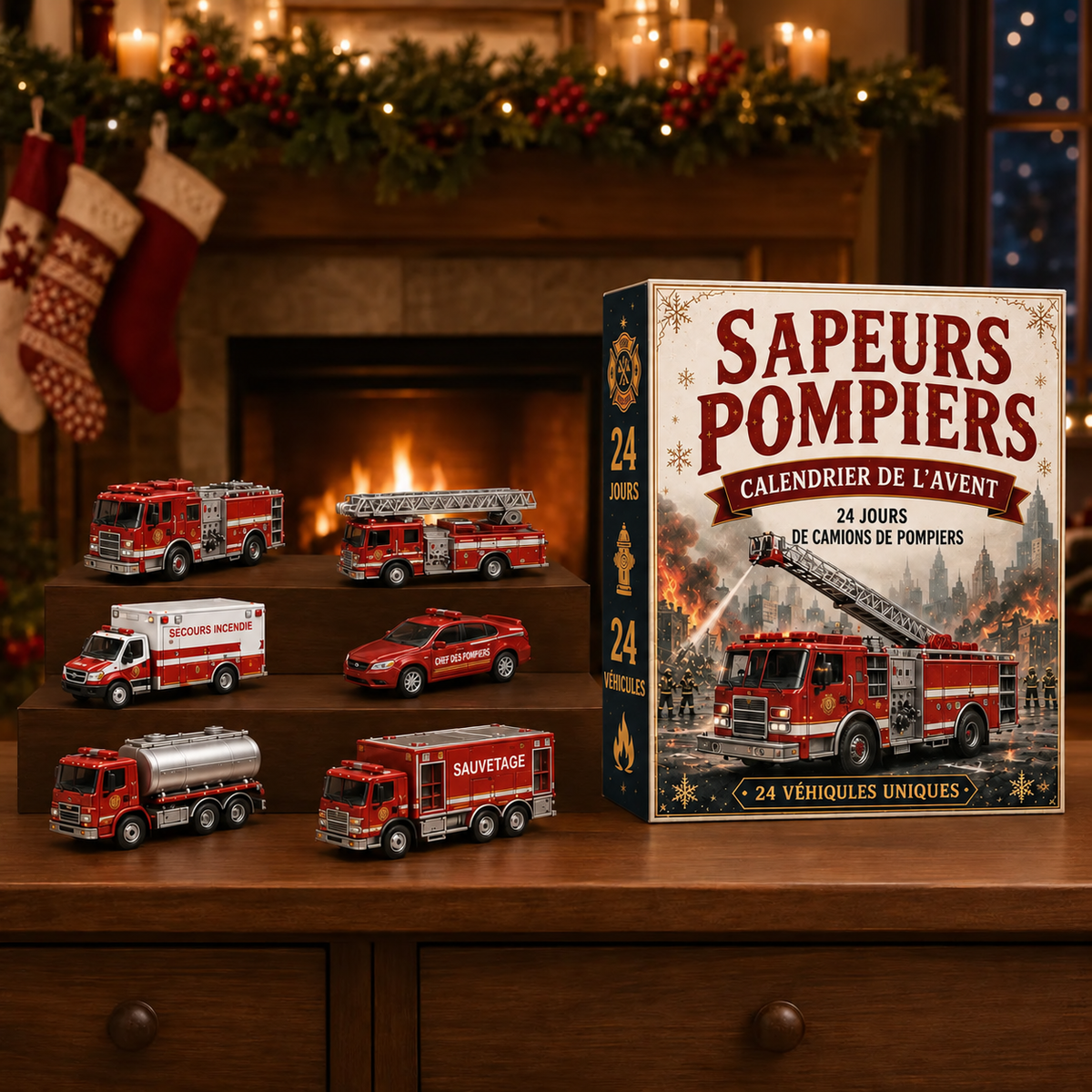 Calendrier de l’Avent 24 Jours – Véhicules de Pompiers 3D