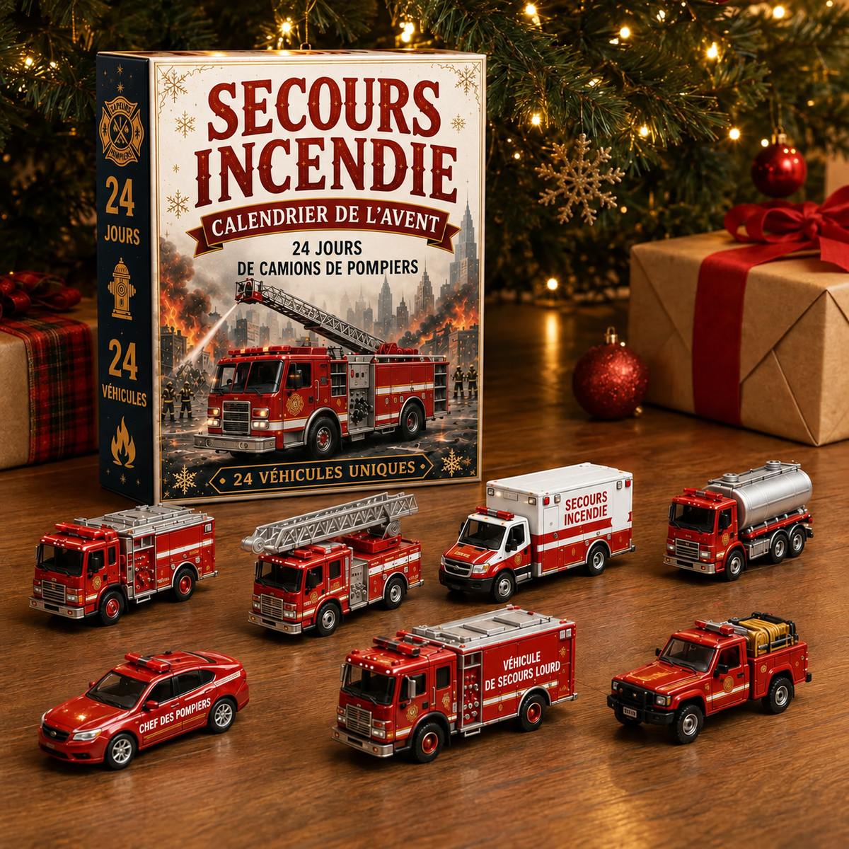 Calendrier de l’Avent 24 Jours – Véhicules de Pompiers 3D