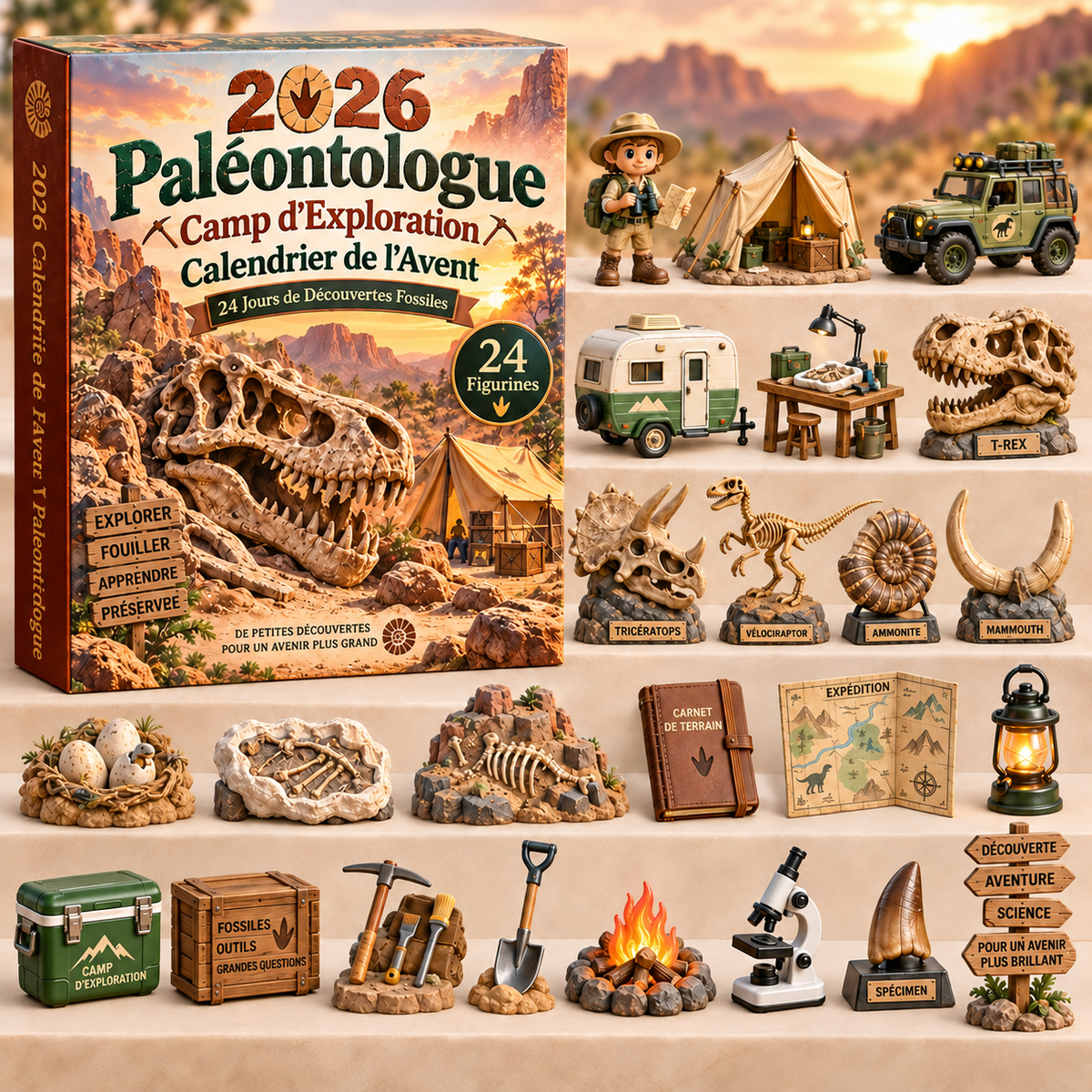 Calendrier de l'Avent Original Paléontologie 2026 – 24 Jours d'Aventures Préhistoriques