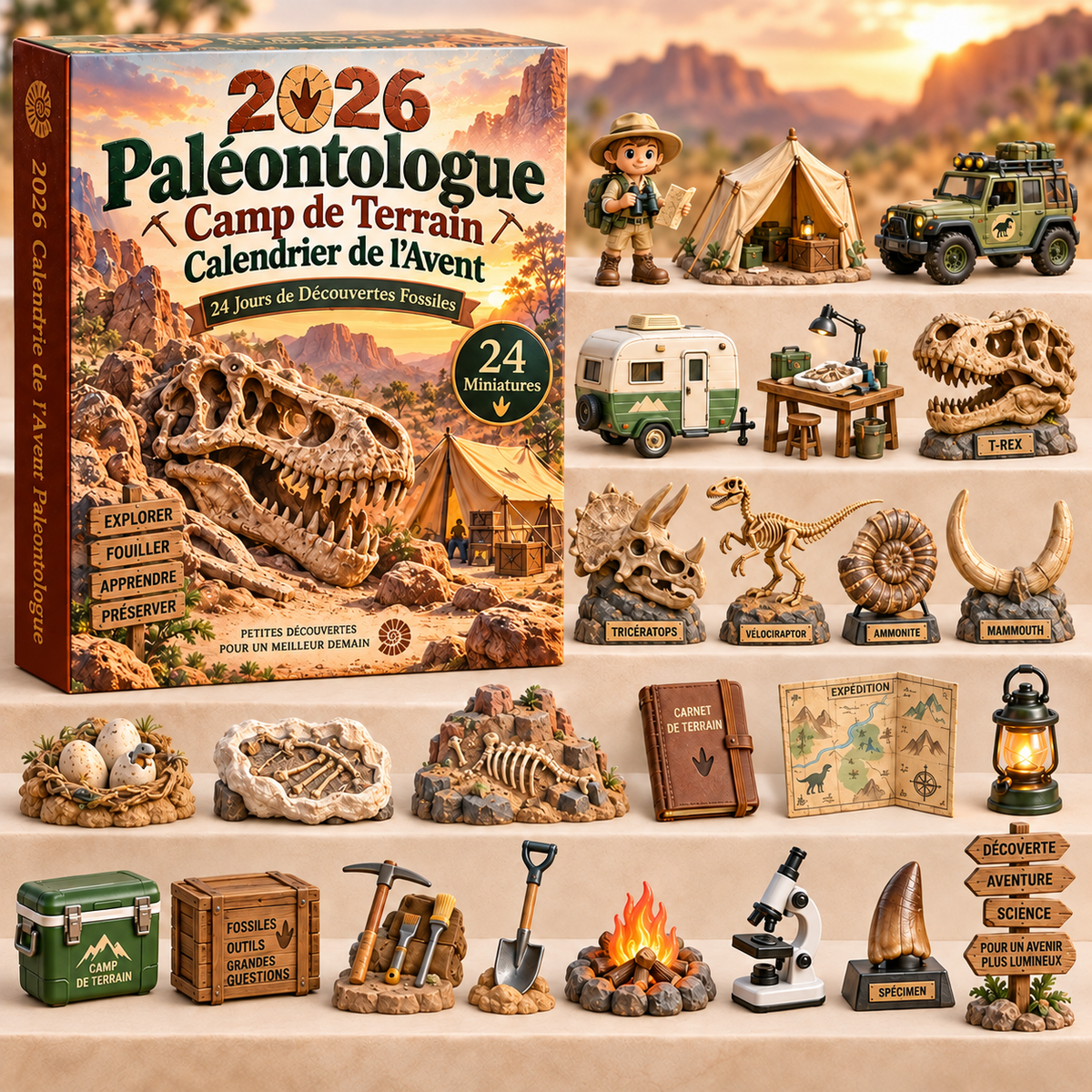Calendrier de l'Avent Original Paléontologie 2026 – 24 Jours d'Aventures Préhistoriques