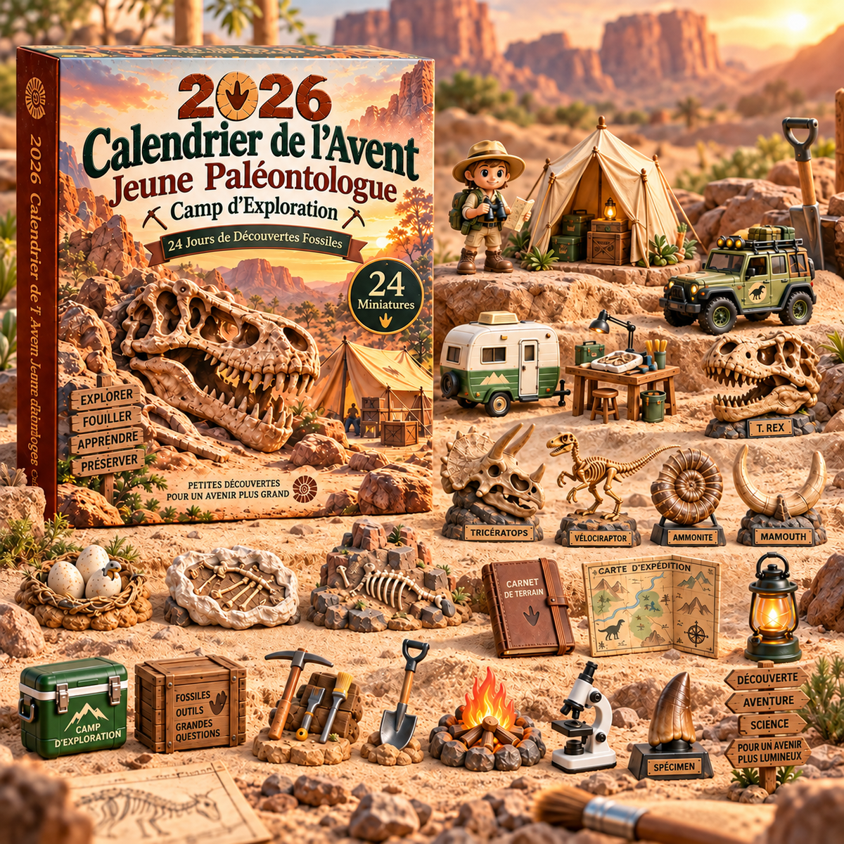 Calendrier de l'Avent Original Paléontologie 2026 – 24 Jours d'Aventures Préhistoriques