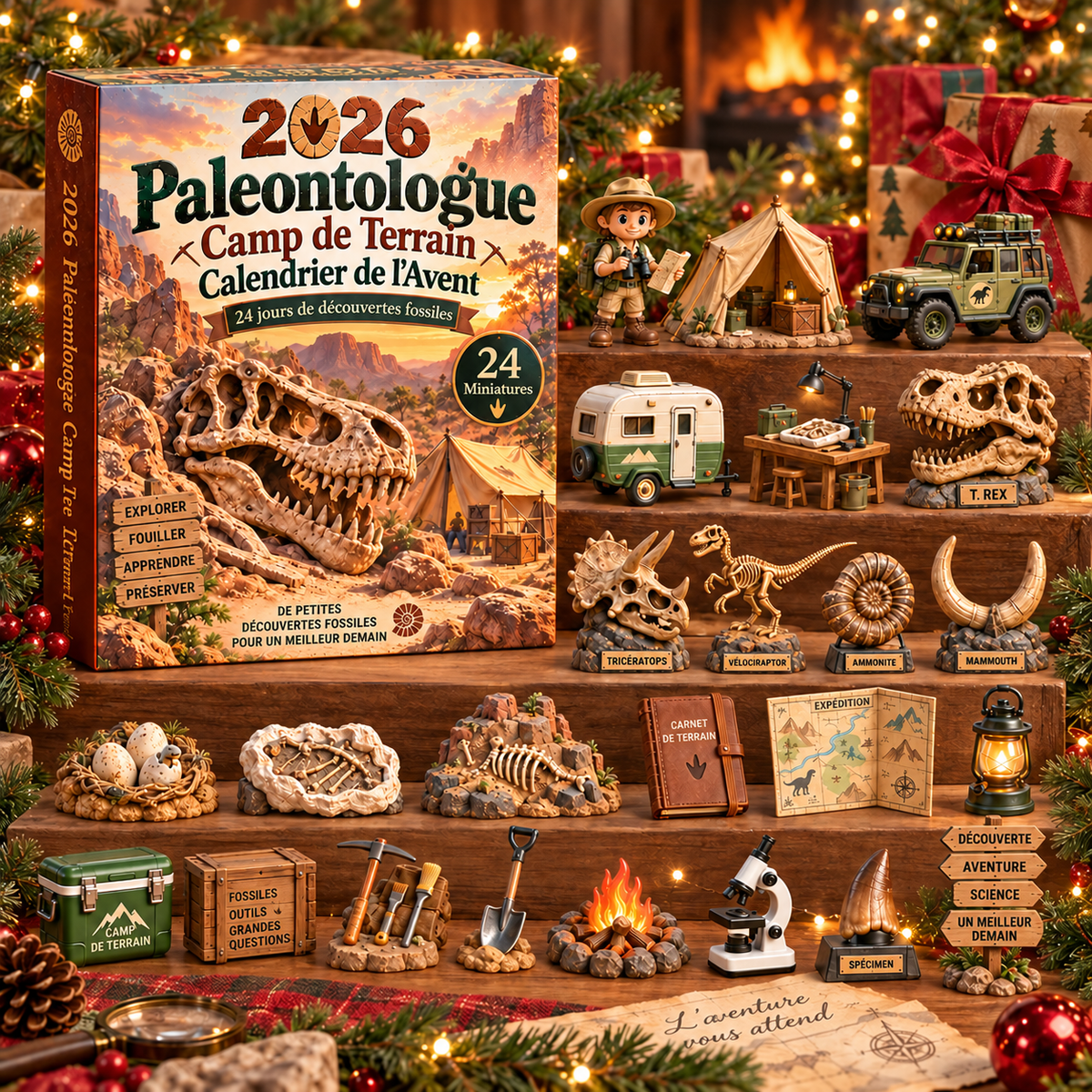 Calendrier de l'Avent Original Paléontologie 2026 – 24 Jours d'Aventures Préhistoriques