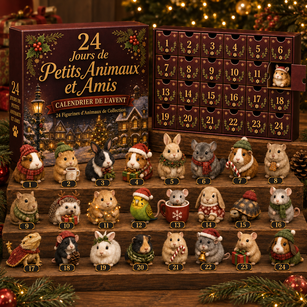 Calendrier de l’Avent 24 Jours pour Petits Animaux – Surprises Quotidiennes