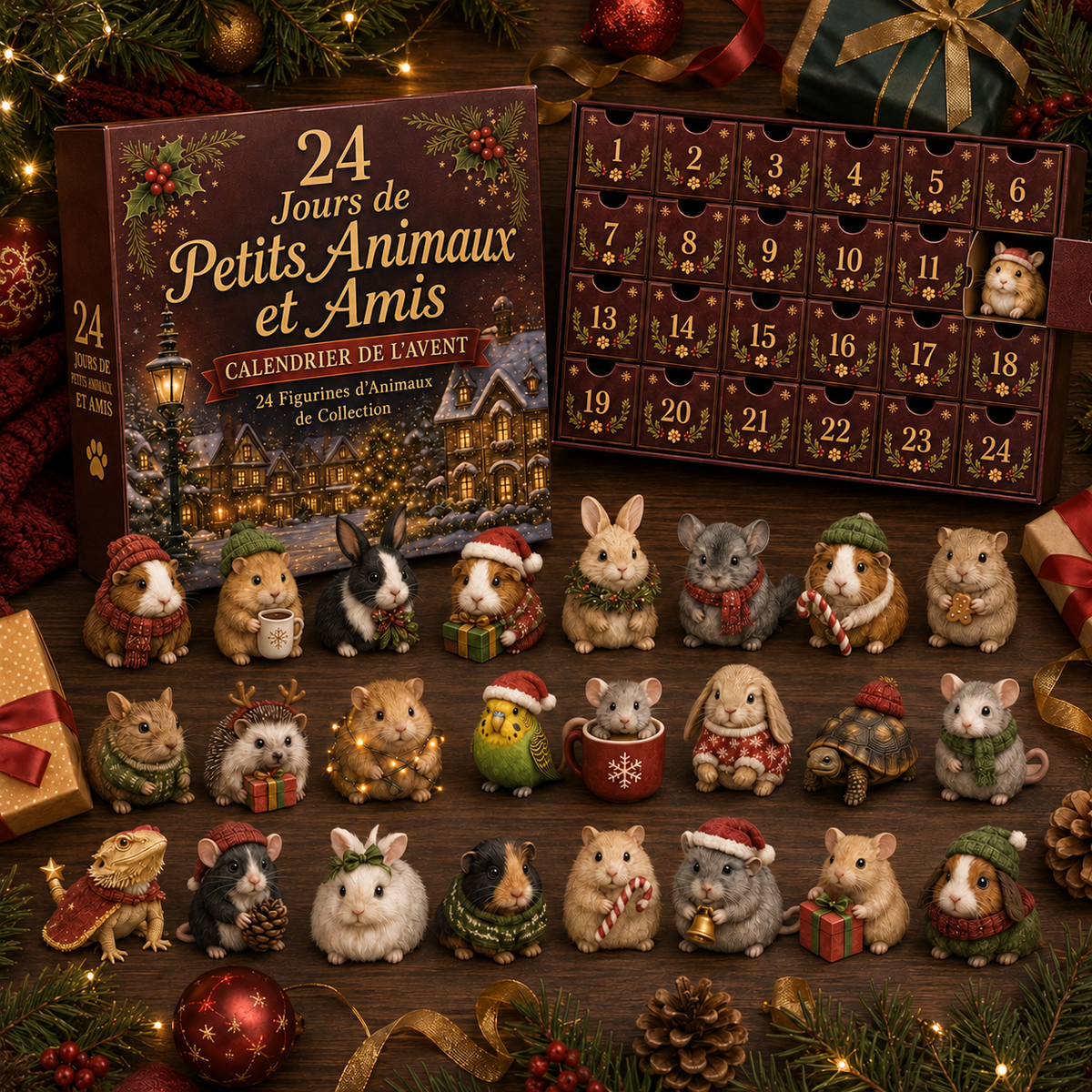 Calendrier de l’Avent 24 Jours pour Petits Animaux – Surprises Quotidiennes