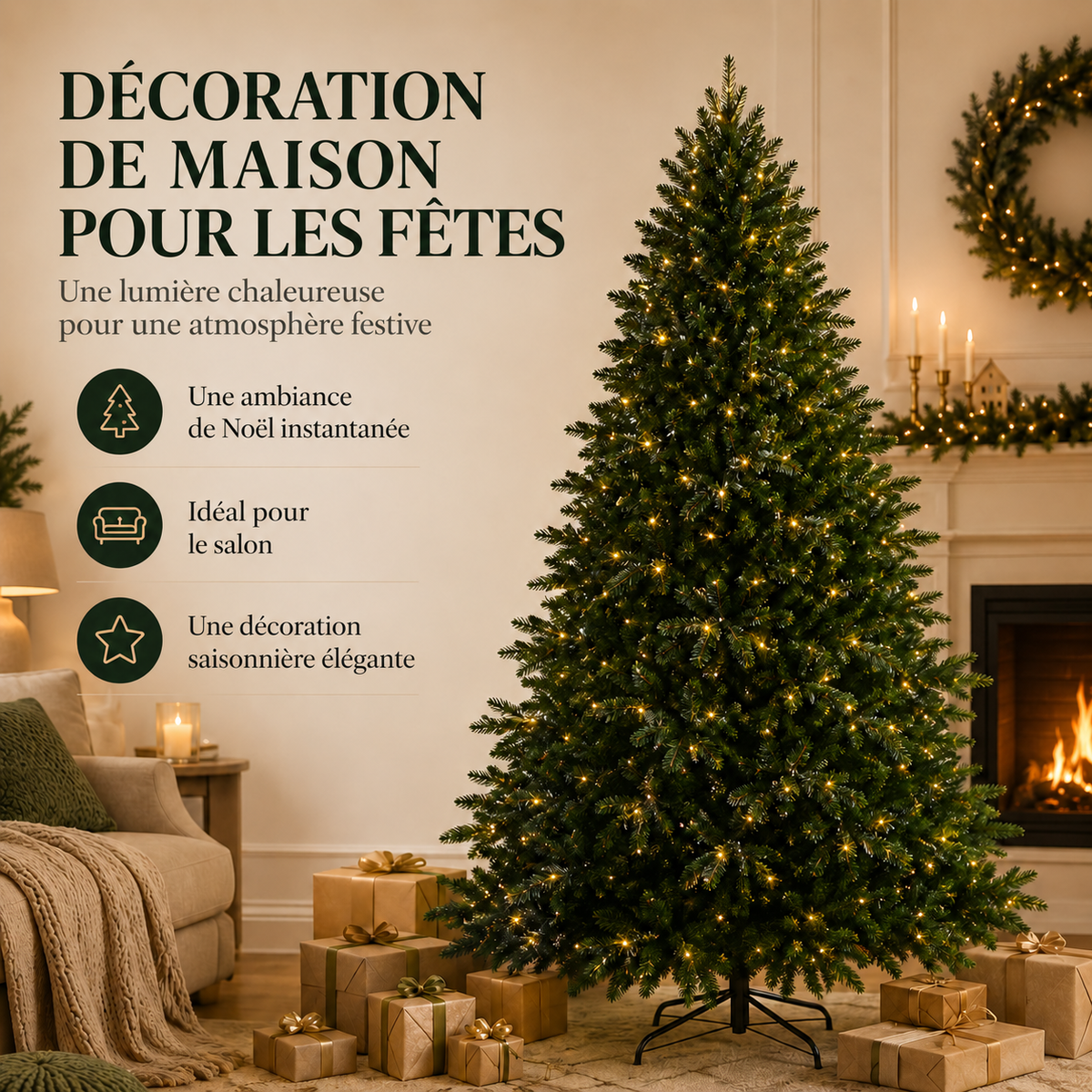 Sapin de Noël Artificiel 120–180 cm en PE/PVC