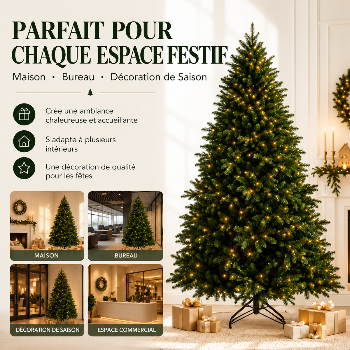 Sapin de Noël Artificiel 120–180 cm en PE/PVC