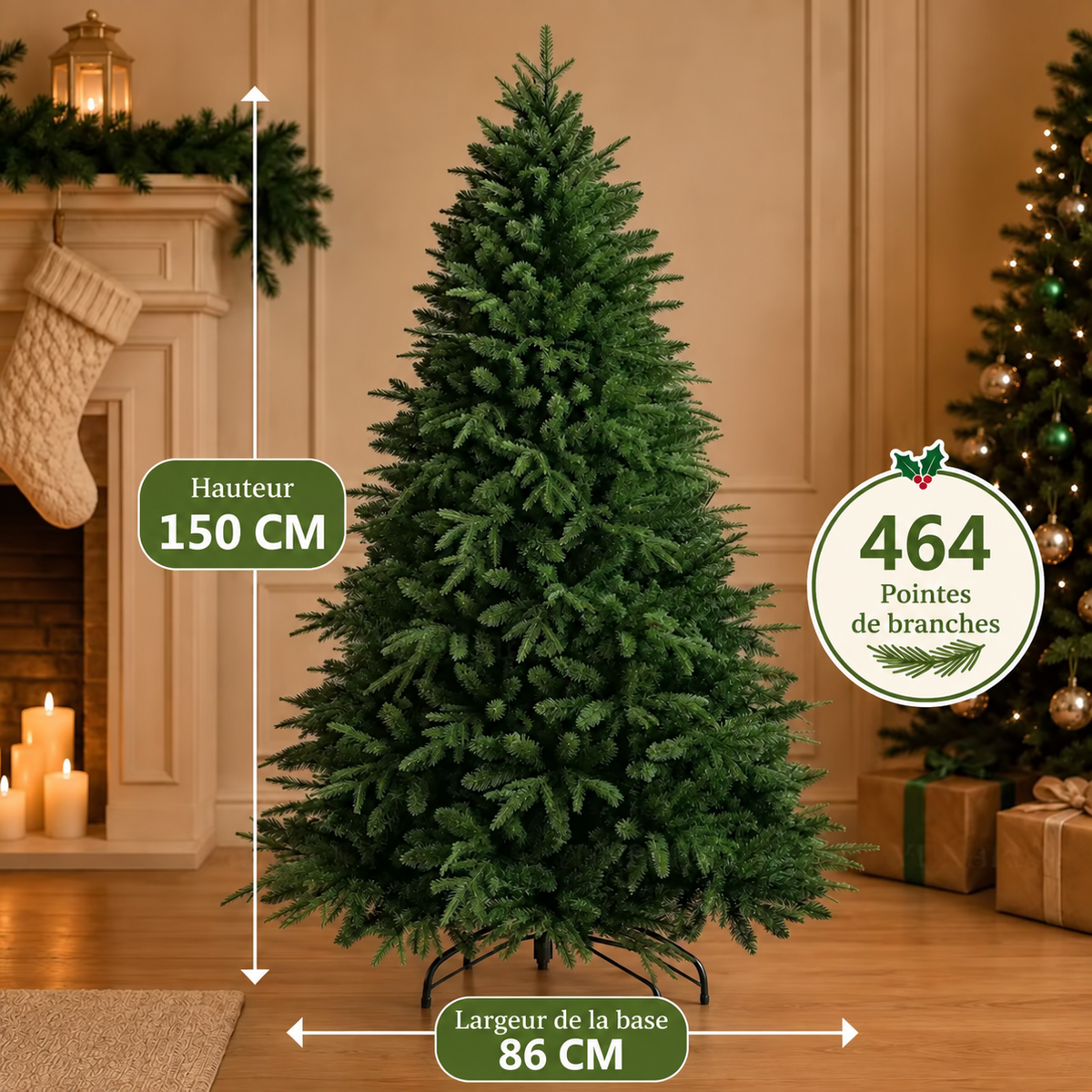 Sapin de Noël Artificiel 120–180 cm en PE/PVC