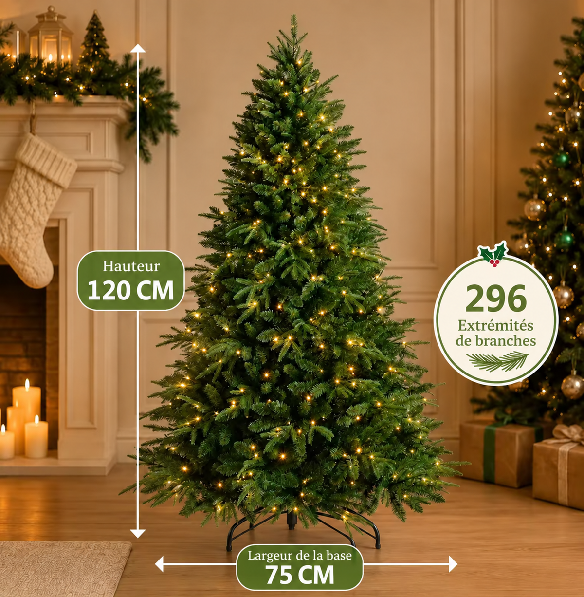 Sapin de Noël Artificiel 120–180 cm en PE/PVC