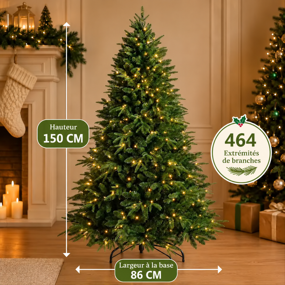 Sapin de Noël Artificiel 120–180 cm en PE/PVC