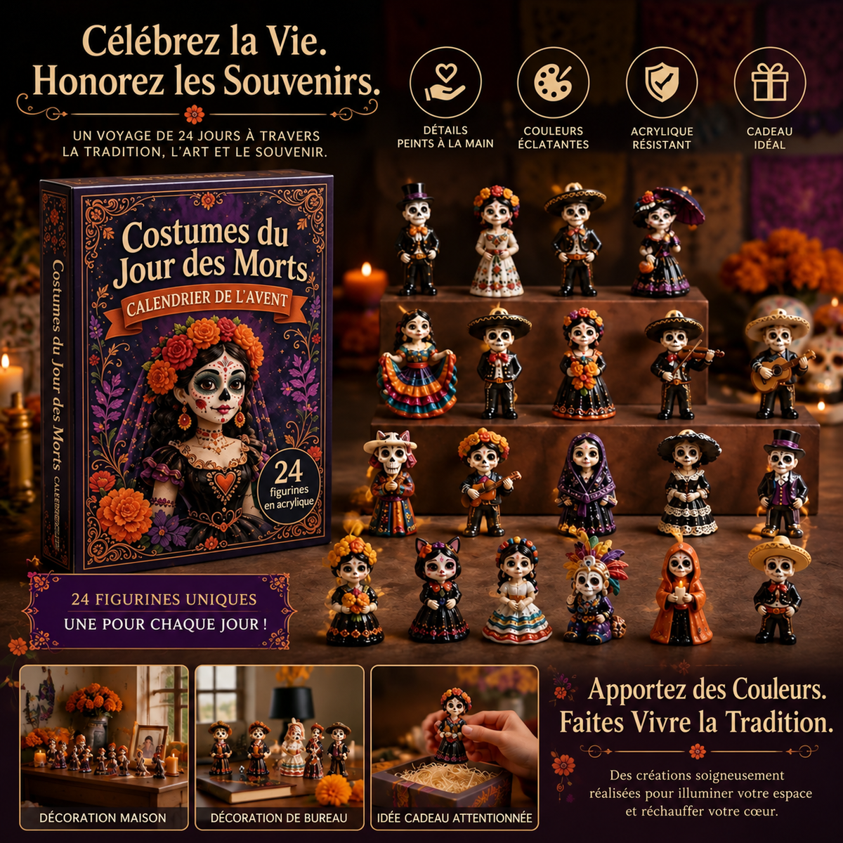 Calendrier de l'Avent des Morts 2026 – 24 pendentifs en acrylique