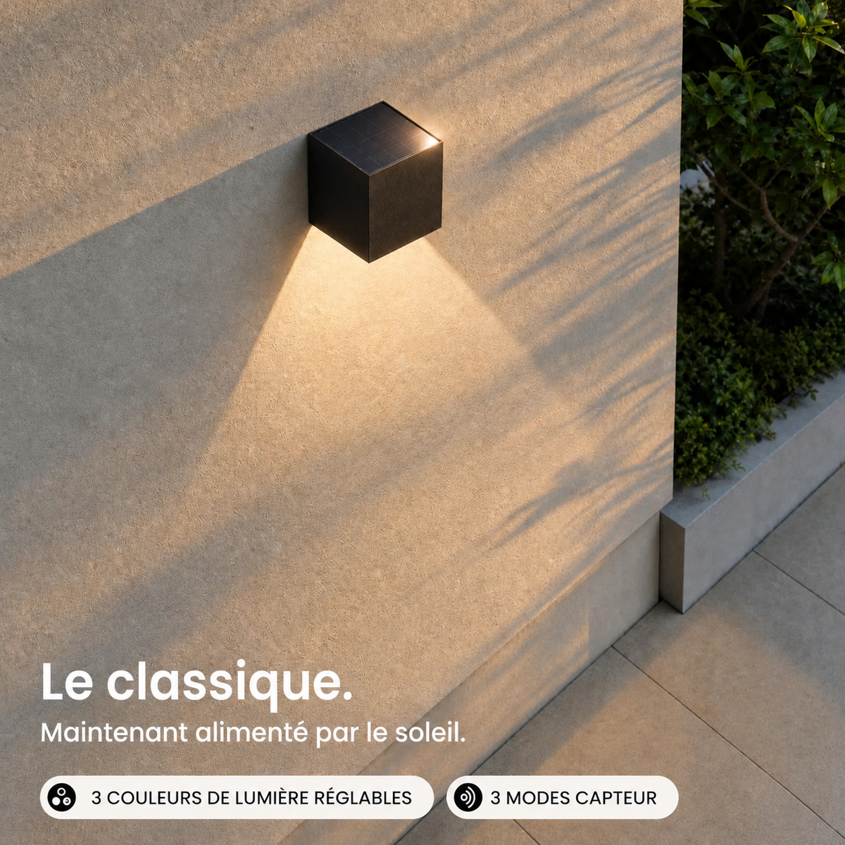 Applique Murale Solaire | Forme Cubique, Faisceaux Réglables